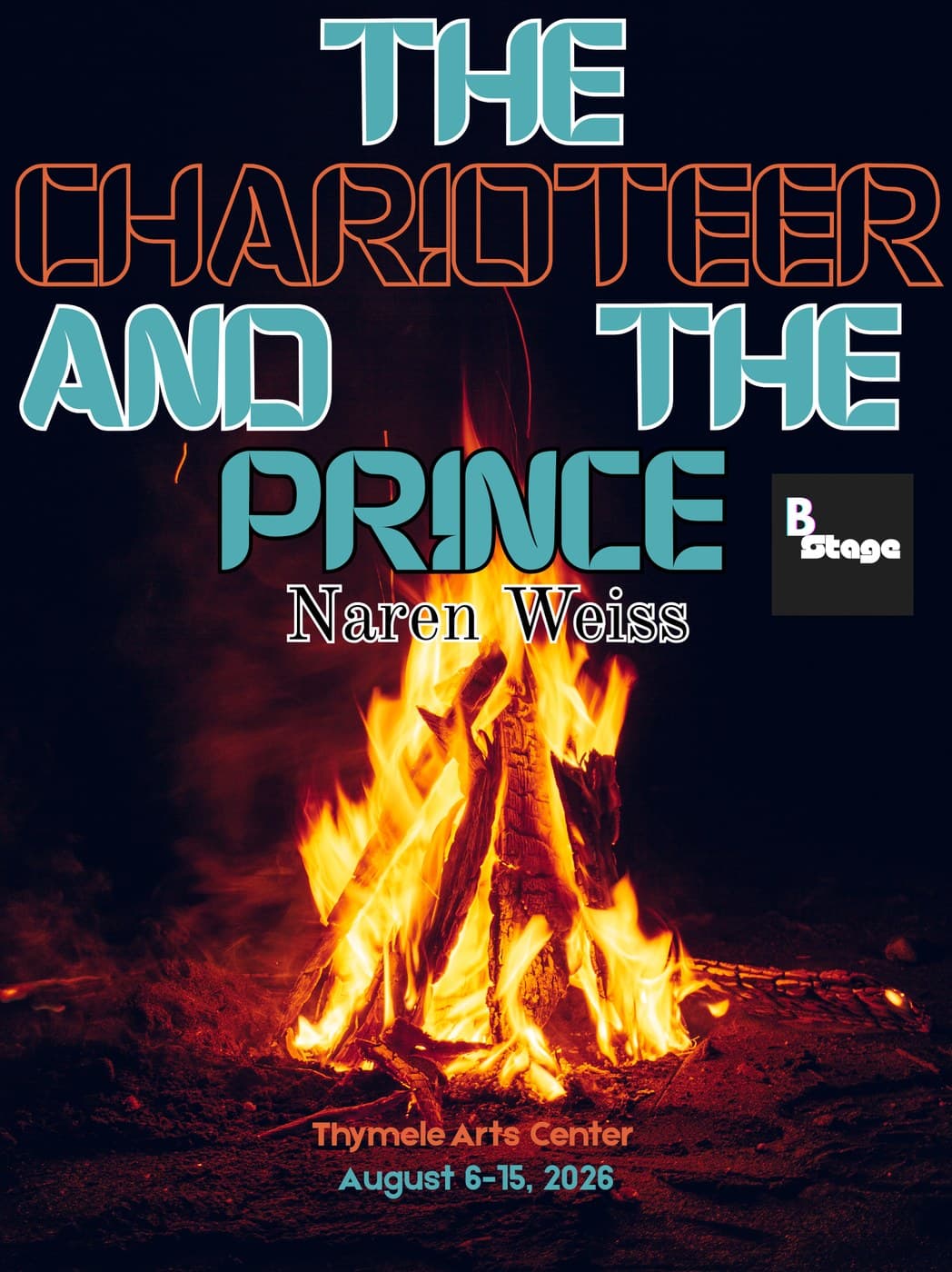 The Charioteer and the Prince poster — flames against a night sky